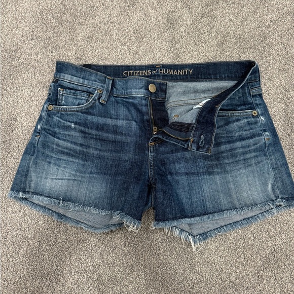 Citizens of Humanity Distressed Raw Hem Denim Shorts - Picture 1 of 8